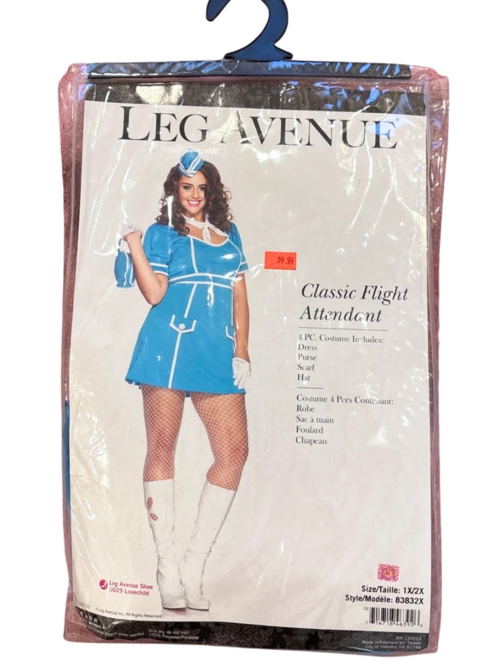 Leg Avenue Classic Flight Attendant Costume - Blue/White